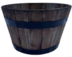 Houten Kuip Acacia – Bruin – 29x18 cm – Decoratieve Plantenbak / Bloembak – Robuust & Natuurlijke Look