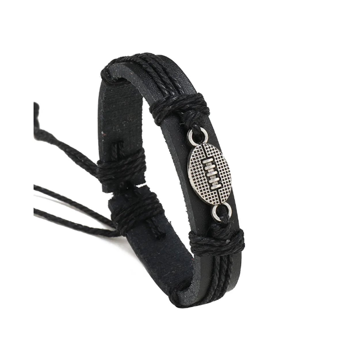 SportPresent® - Armband - Rugby - Leer - Zwart - Sport - Hanger - Sportsieraad - Team - Sieraden - Sportsieraden - Teamsport