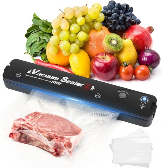 Emballeuse sous vide Viatel - scelleuse sous vide - avec 20 sacs sous vide - pour légumes, fruits, viande, poisson et autres aliments frais - Zwart