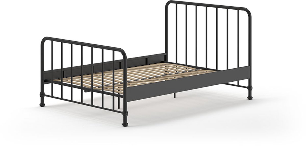 Twijfelaar Bronxx Metaal 140x200 - Mat Zwart - Vipack - Tweepersoons Bedkader - Zwart - Metaal Tweepersoons Normaal Bed