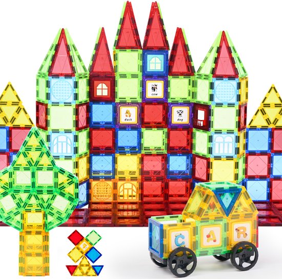 MadamPaola - Magnetic tiles – Magnetisch speelgoed - Magnetische tegels– 103 Stuks – Kleurrijke bouwstenen – Montessori speelgoed – Speelgoed kinderen