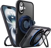 Coque compatible avec iPhone 16 avec Ring de support à 360 ° - Zwart MagSafe Case Housse antichoc