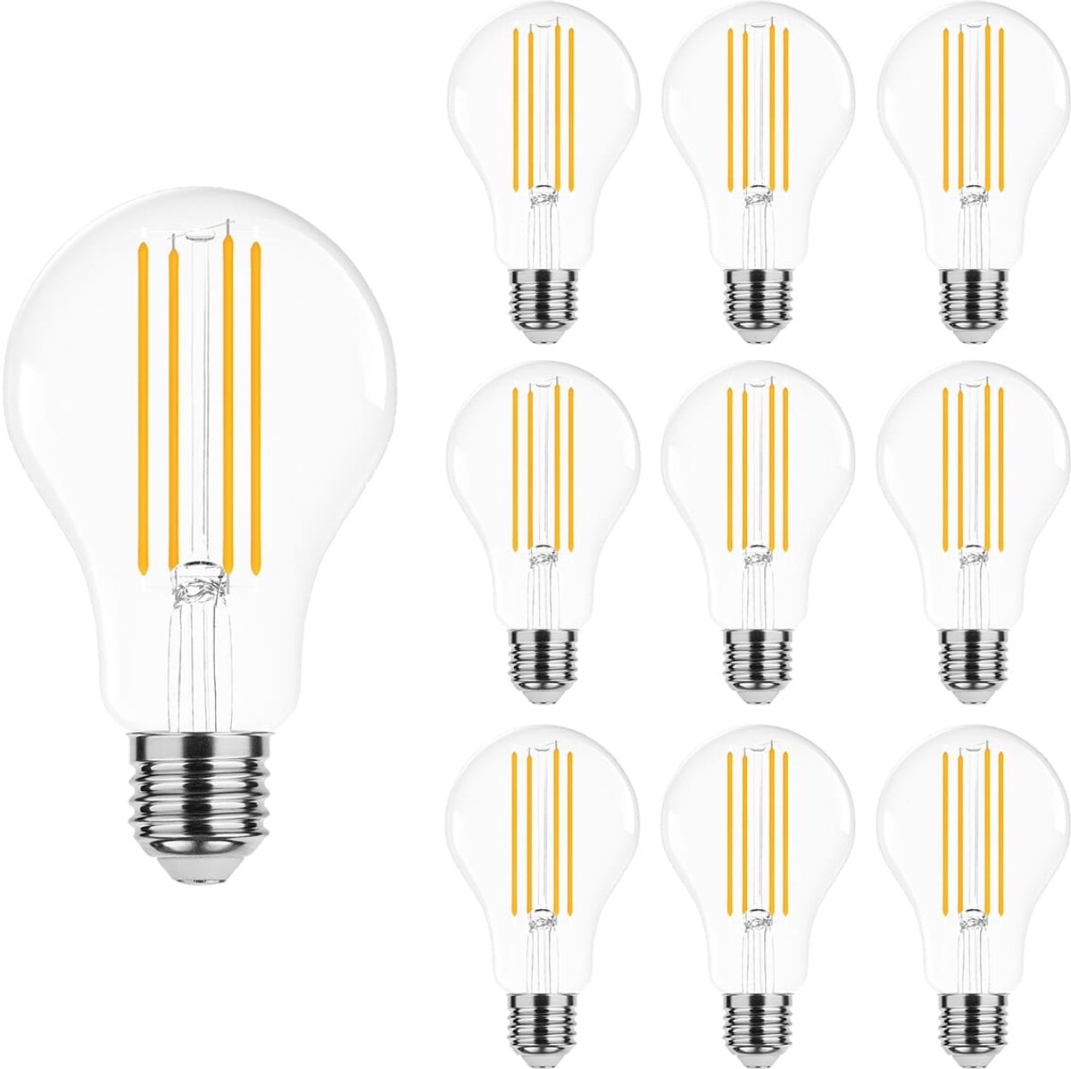 Modee E27 LED Filament Lamp 12W - 1521lm - 2700K - Extra Warm Wit - LED Lamp A70 - Vervangt 100W Gloeilamp - 10 stuks