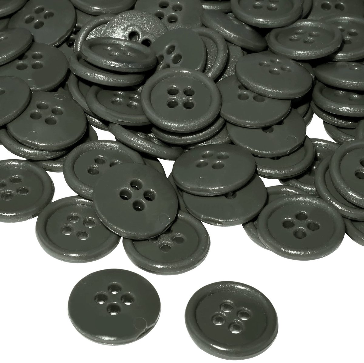 AERZETIX - C56514 - Set van 100 naaiknopen, rond, Ø15x3 mm, met 4 gaten - kleur basaltgrijs 24L L24 - gemaakt van kunststof - opening 2 mm - fournituren naaien kleding mode breien decoratie