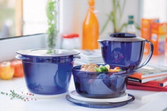 TUPPERWARE Micro-ondes Micro-Fix 1,5 L bleu rond Boîte