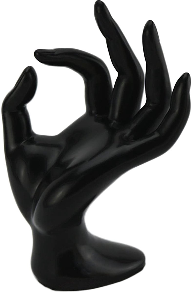 Oorbellenhouder, zwarte hand OK, ringopberger, sieradenhouder, zwarte hand, sieradenstandaard, voor het opbergen van ringen, oorbellen, armbanden, kettingen