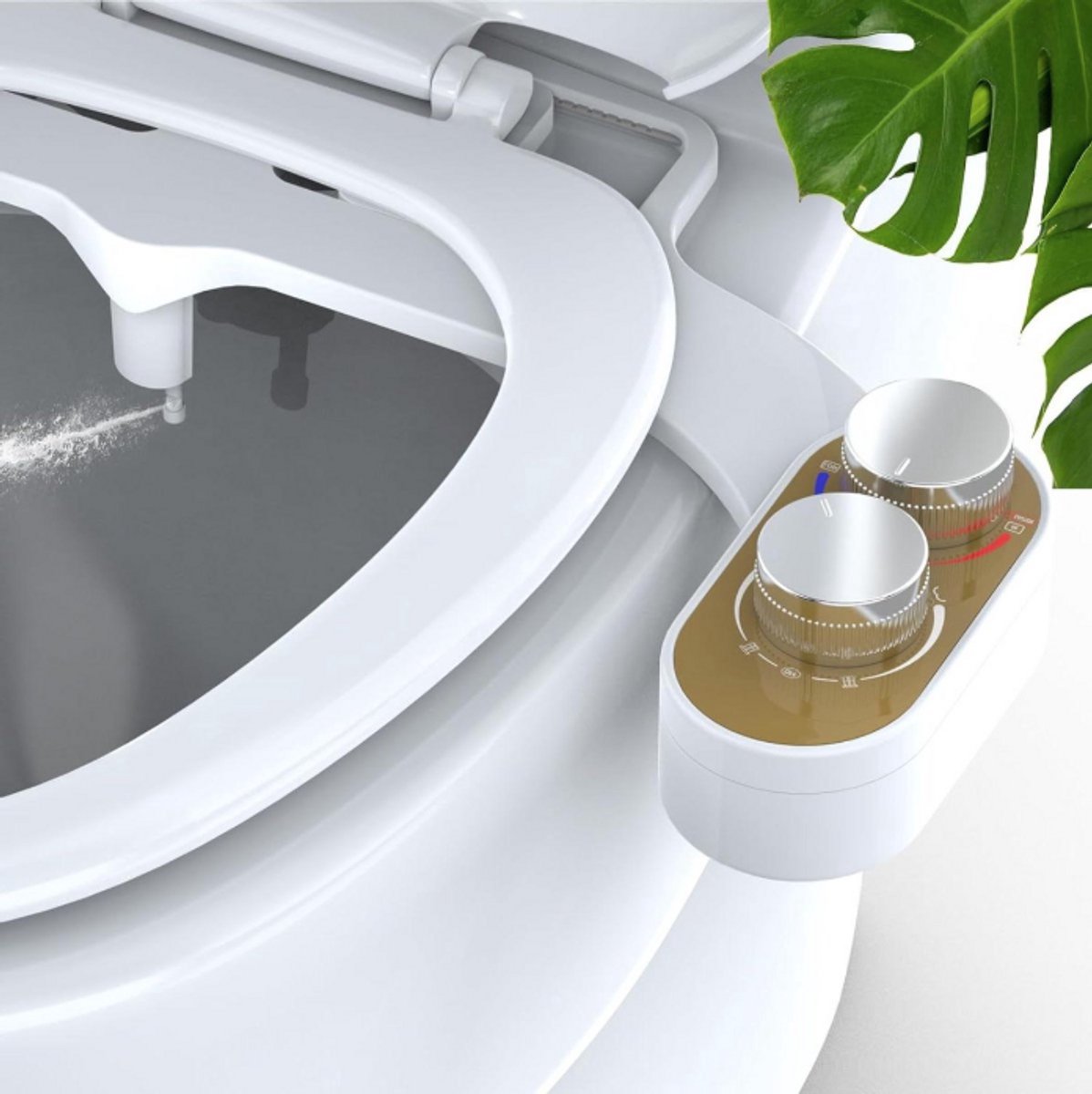 WNHB® Zelfreinigend Bidet Opzetstuk voor Toilet - Dubbele Sproeiers met Instelbare Waterdruk - Warm Water - Hygiënisch WC Opzetstuk - Zonder Elektriciteit