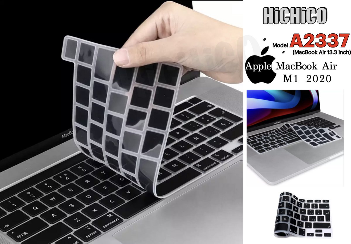 Qwerty toetsenbord bescherming voor MacBook Air A2237 13 inch 2020 - MacBook Air M1 2020