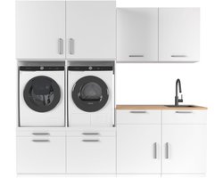 Wasophoogte® Wasmachine Kast Singapore - Wasmachine verhoger - Wasmachine ombouw - 700(D)*2530(B)*2350(H) mm - Wit