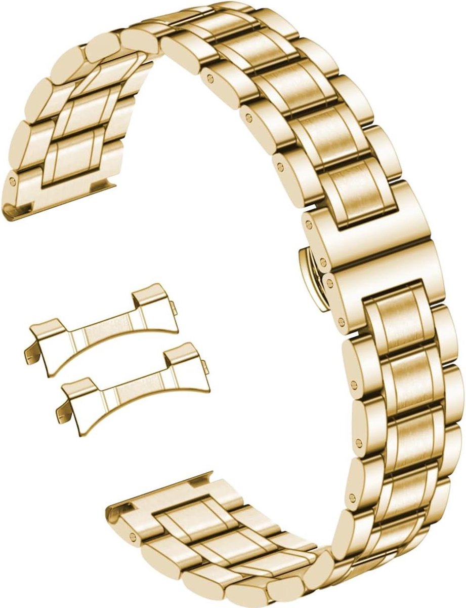 Allecto Plus - Roestvrij stalen Quick Release horlogeband - 18mm 20mm 22mm 24mm - Gebogen en rechte uiteinden - Metalen horlogeband voor mannen en vrouwen - Vlindersluiting - Duurzaam en stijlvol