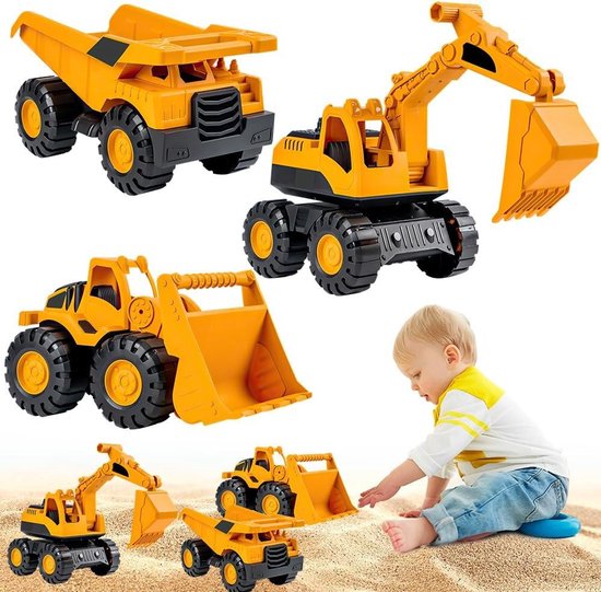 JGS Premium - Set van 3 bouwvoertuigen voor kinderen - Graafmachine speelgoed met realistisch ontwerp