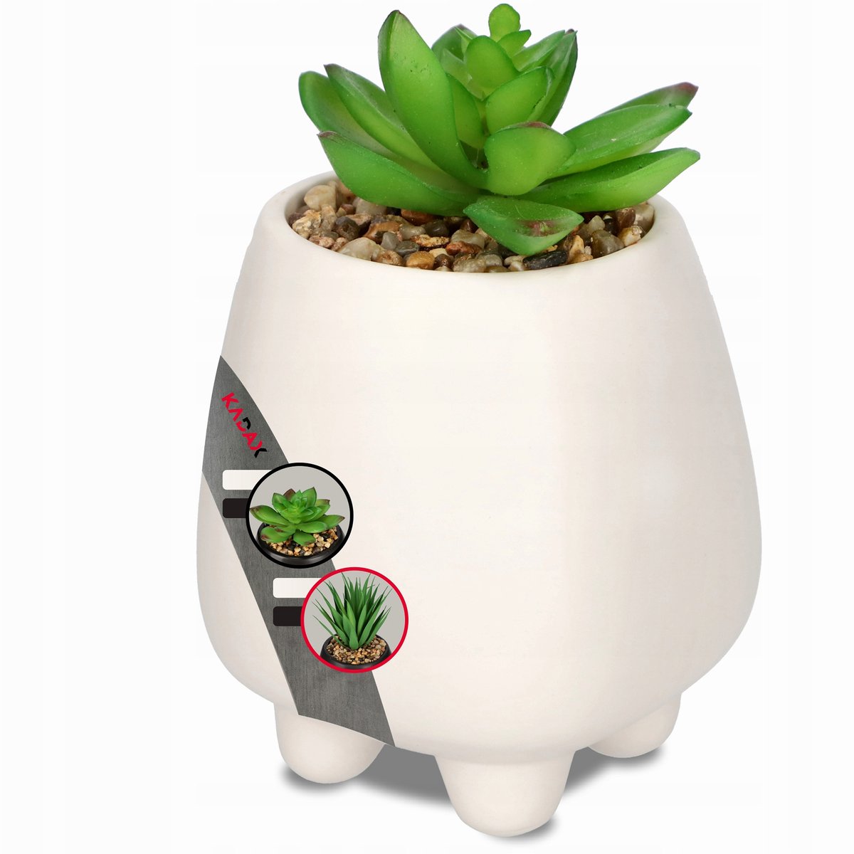 KADAX Keramische vetplanten in pot, kunstplanten, kleine kunstplant, decoratieve plant voor woonkamer, kantoor, hoogte 16 cm, wit