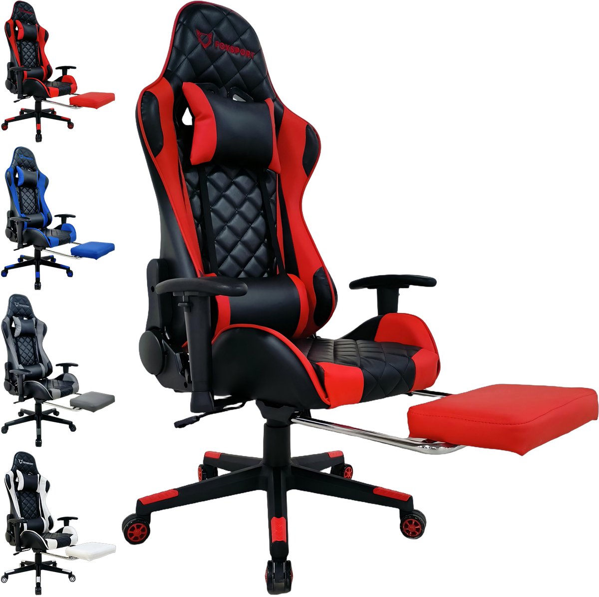OFMOTRA Game stoel -Ergonomische - Gaming stoel- Bureaustoel - Incl. kantelfunctie tot 180°, 3D-verstelbare armleuningen, lendensteun & hoofdsteun - Met Voetsteun - hoogte en helling verstelbaar - Draaistoel -Rood