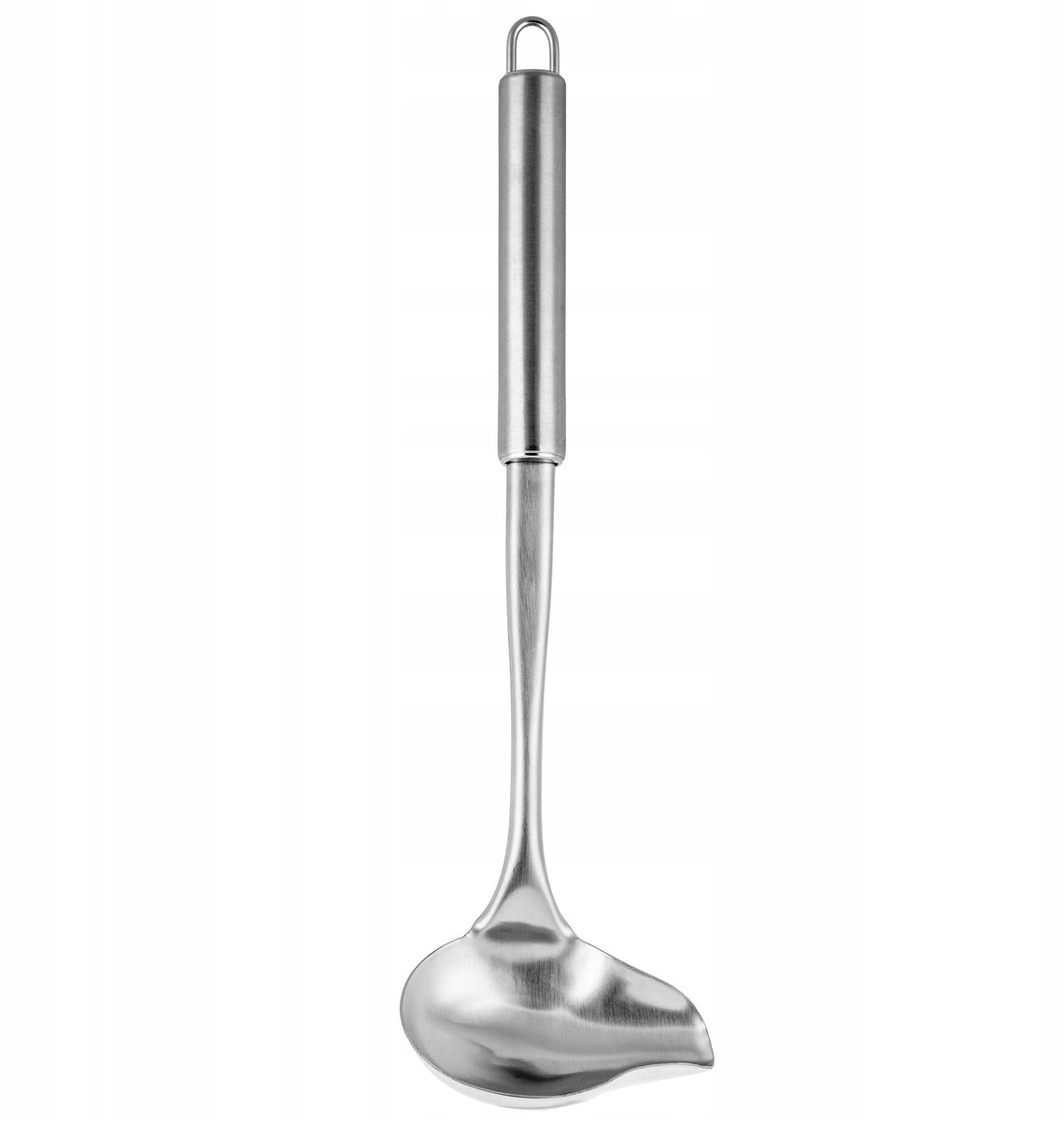KADAX Opscheplepel, sauslepel van roestvrij staal, sauslepel met lange steel, pollepel, gietlepel, vorlepel met ovale haak, zilver, vaatwasmachinebestendig