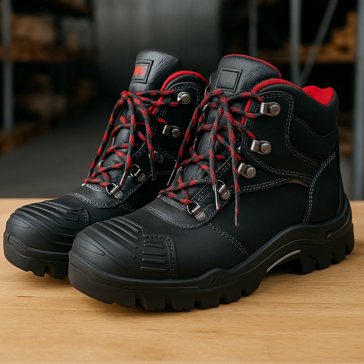 Veiligheidsschoenen MTS Vinson OV Flex Pro S3 – Metaalvrij, PU2D Zool, Waterafstotend Leer – Maat 41 – Zwart/Rood – Werkschoenen met Composiet Neus en Antiperforatiezool