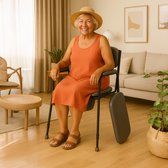 Homecare Innovation® In hoogte verstelbare commode stoel / po-stoel/ toiletstoel met emmer / WC stoel met zachte zitting. 130 kg draaggewicht.