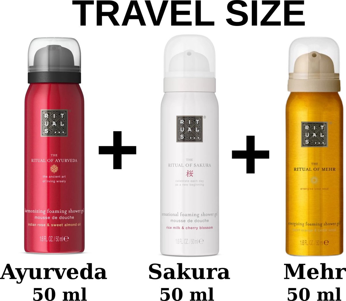 Rituals Combi Set - Travel Shower Gels Set - Sakura 50 ml - Karma 50 ml - Mehr 50 ml - Doucheschuim - Douchegels