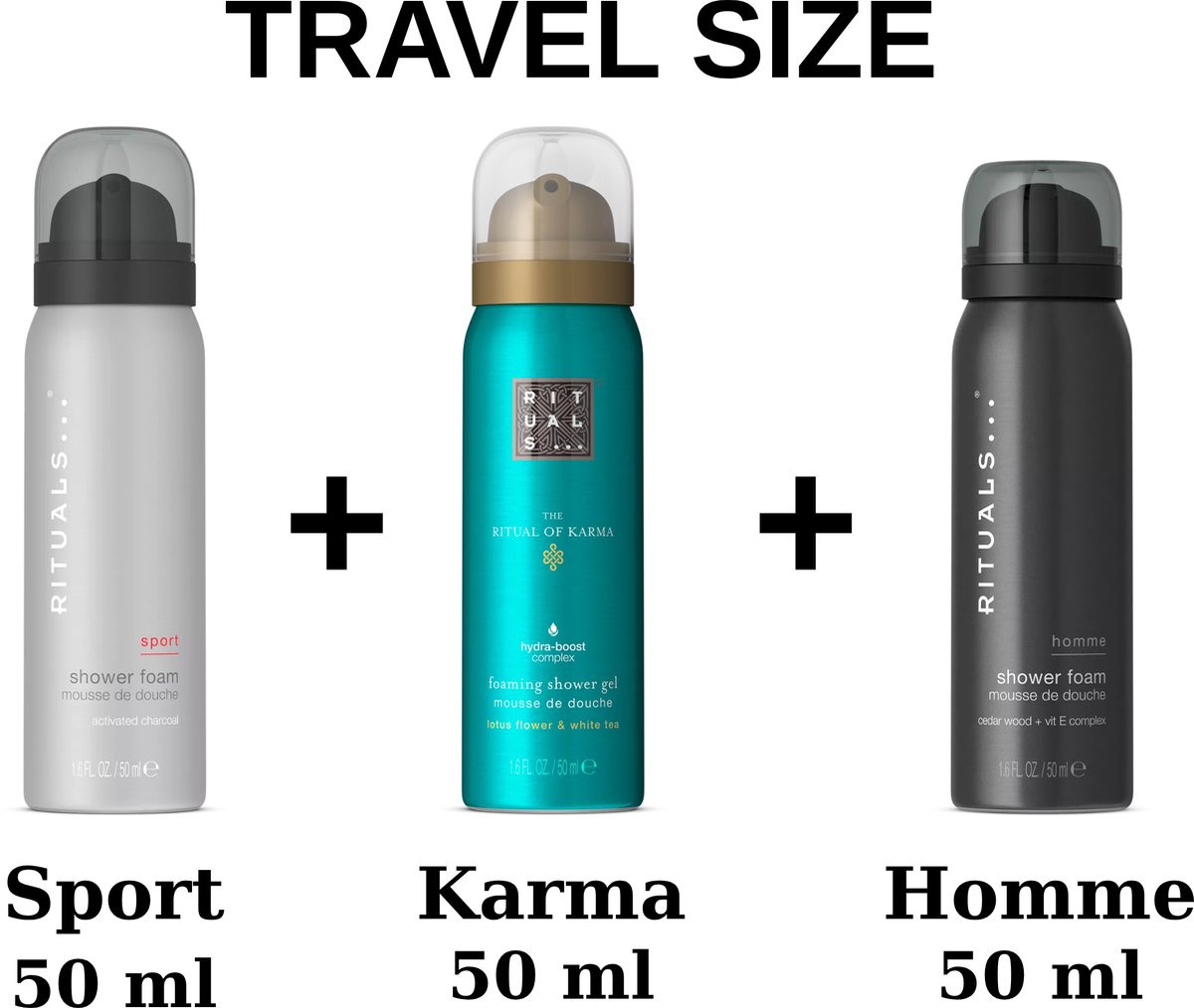 Rituals - Combi Set - Travel Shower Gels - Sport 50 ml + Homme 50 ml + Karma 50 ml + Gift Bag - 3X 50 ml = 150 ml - Douchegels - Douche shuim
