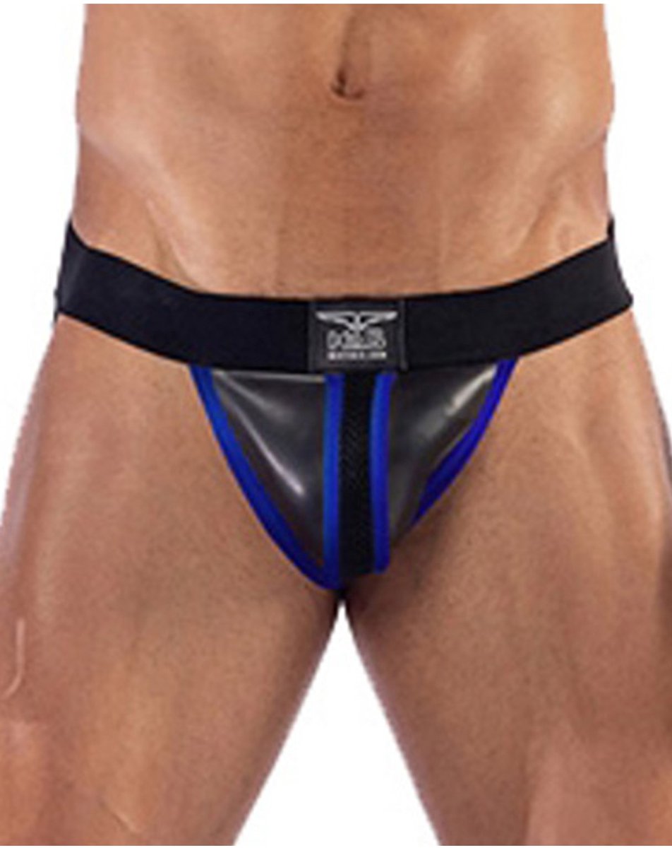 Mister B Neopreen Jockstrap Zwart - Blauw - 2xl
