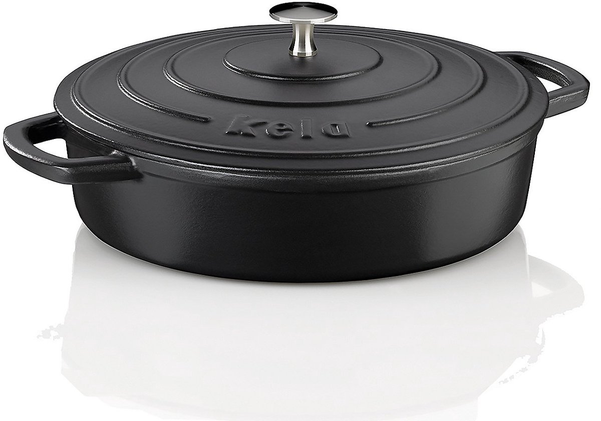 Braadpan Gietijzer Laag Zwart 28 cm - Kela | Calido
