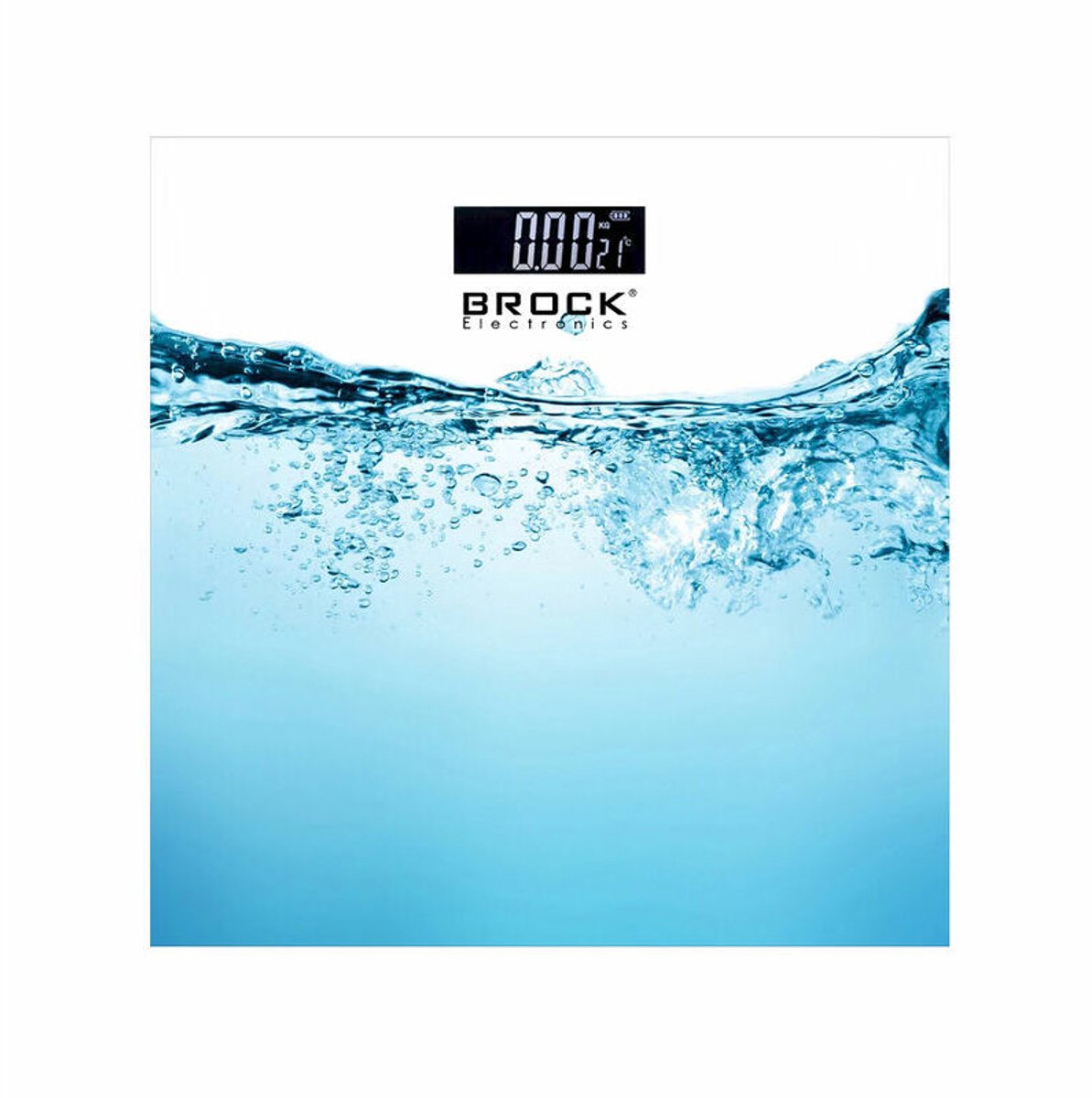 Digitale Personenweegschaal met Waterprint – 30×30 cm – Tot 180 kg – LCD Display – Automatische Inschakeling – Gehard Glas – Slanke Weegschaal voor Badkamer – Inclusief Batterijen