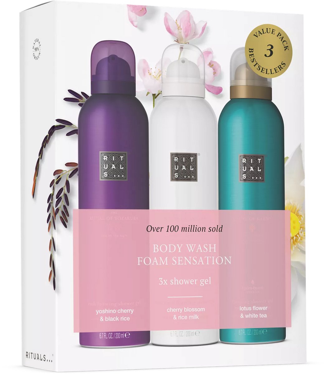 Rituals - Shower Foam Value Pack - Yozakura 200 ml + Sakura 200 ml + Karma 200 ml + Gift bag - 3X 200 ml = 600 ml - Shower Gels - Douche gels - Douche schuim
