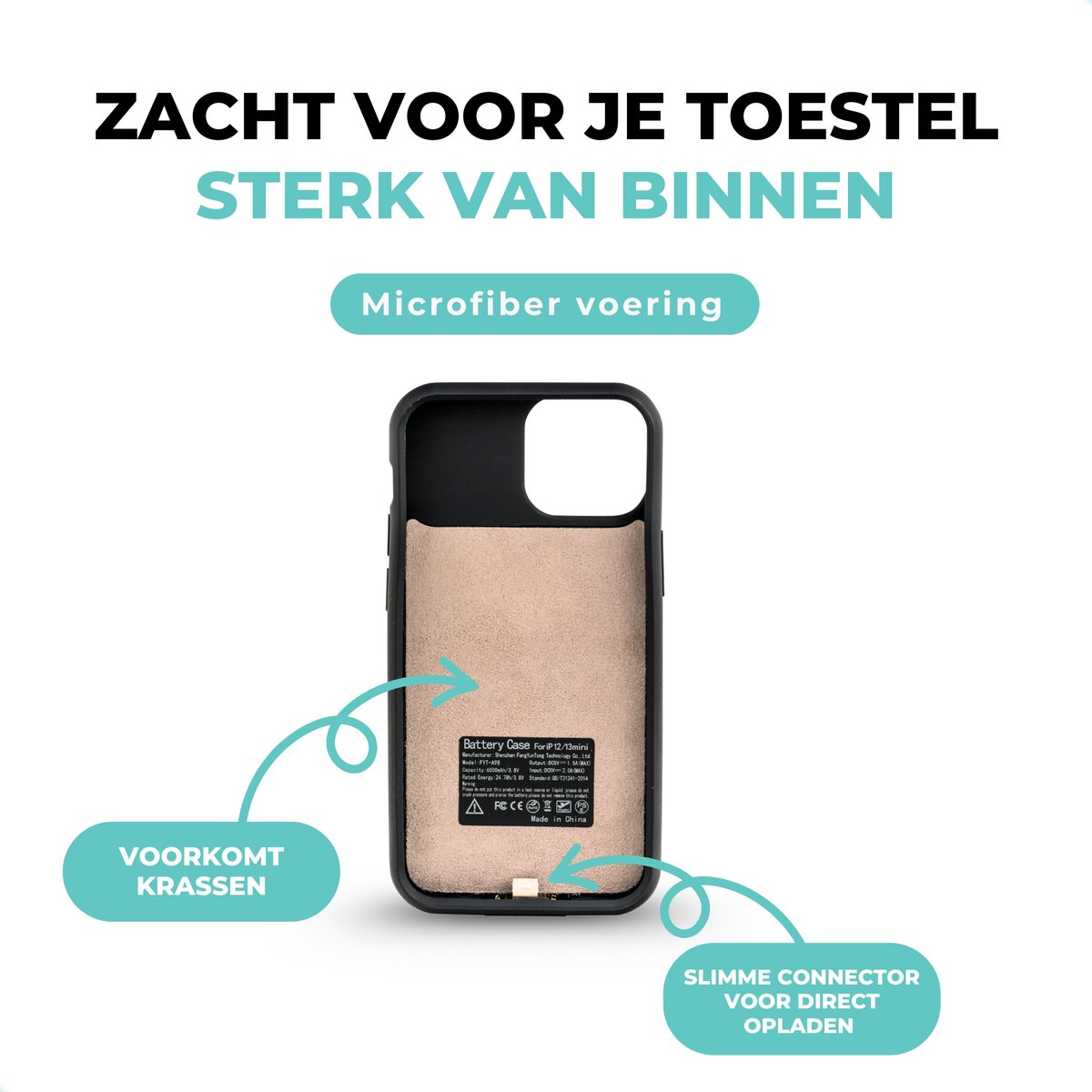 AVIANTA Powerbank Telefoonhoesje voor iPhone 12 Mini & 13 - afbeelding 3