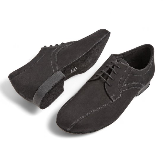 Diamant 094 - 025 - 448 - Chaussure de danse homme - Nubuck Zwart - Pointure large H - kussen amortisseur au talon - Confort Extra en dansant - Semelle souple en daim noir - Danse de salon, Tango - Diamant - Zwart - 41