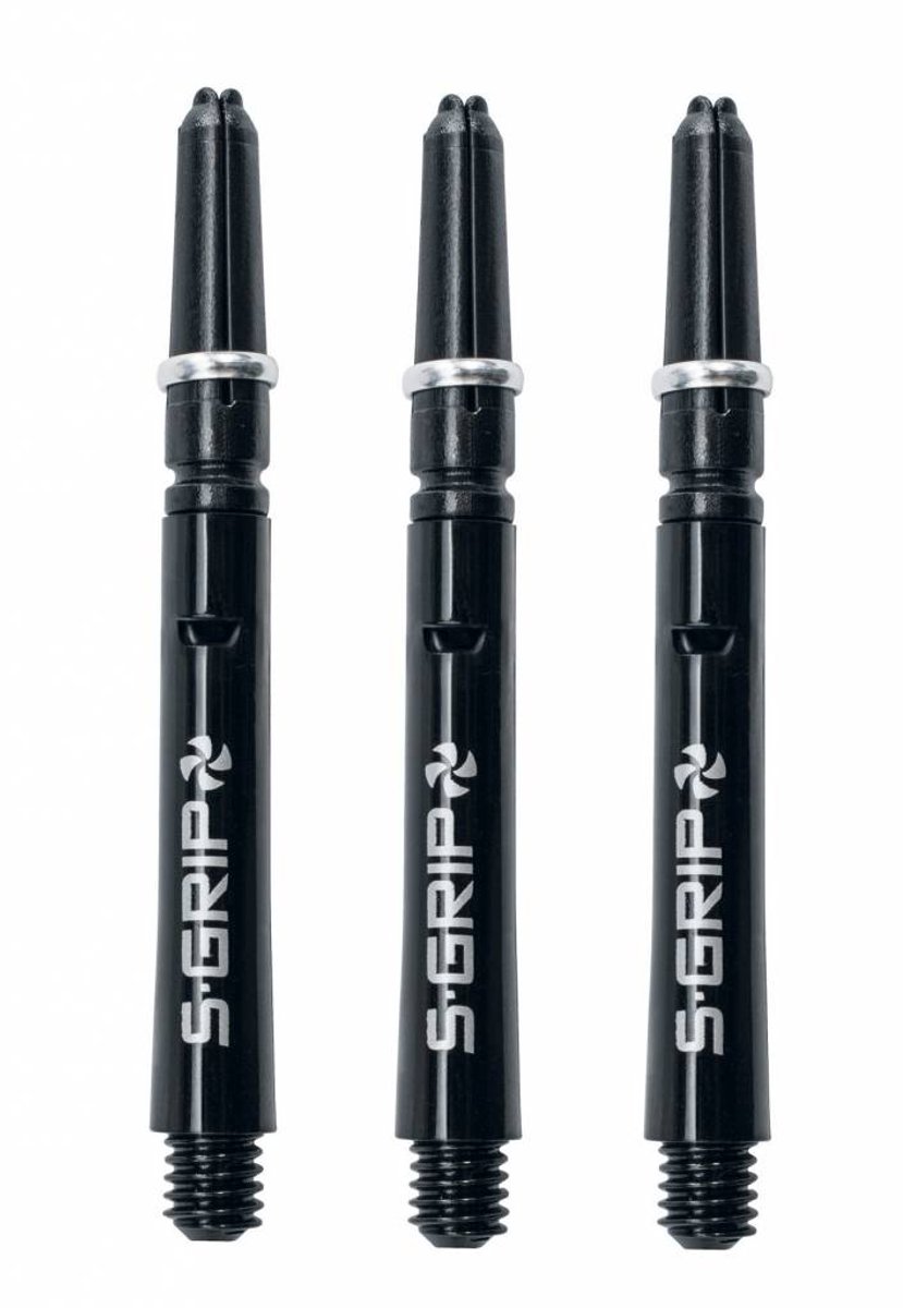 Harrows Supergrip Spin Black and Silver - Dart Shafts Short