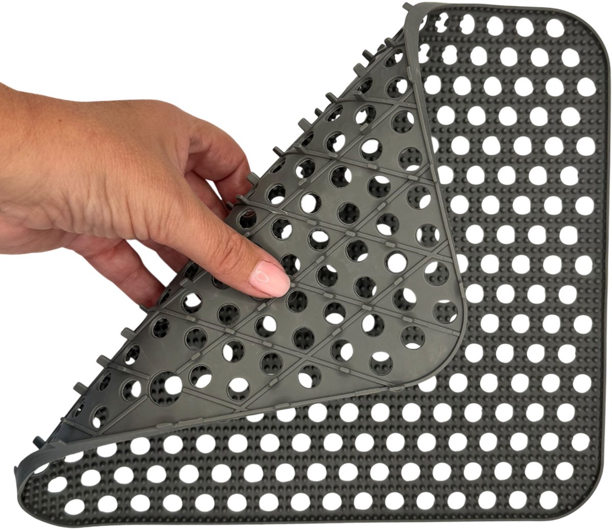 HEM Afdruipmat Keuken 29,5x26 cm – Antislip Siliconen Afdruipmatje – Grijs – Afdruiprek Gootsteen – Afwasmat Camping – Waterdoorlatend & Makkelijk Schoon te Maken