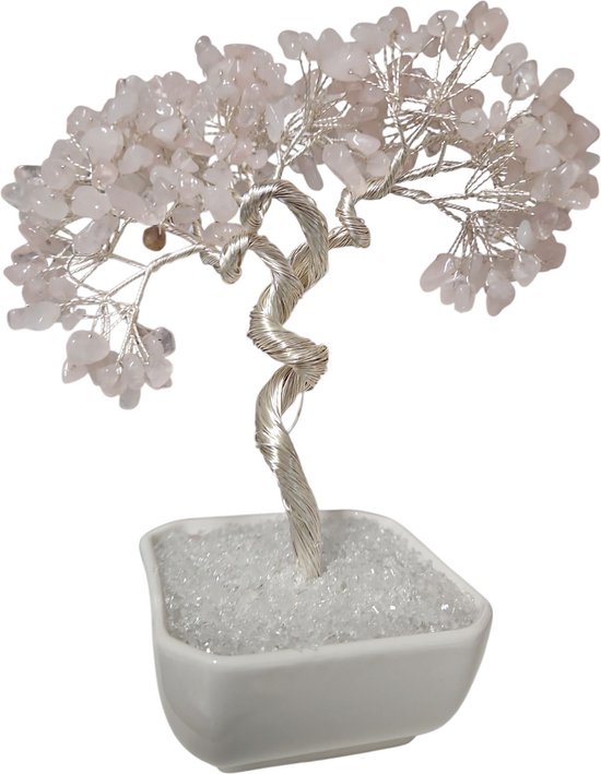 Edelsteenboom rozenkwarts 16 cm
