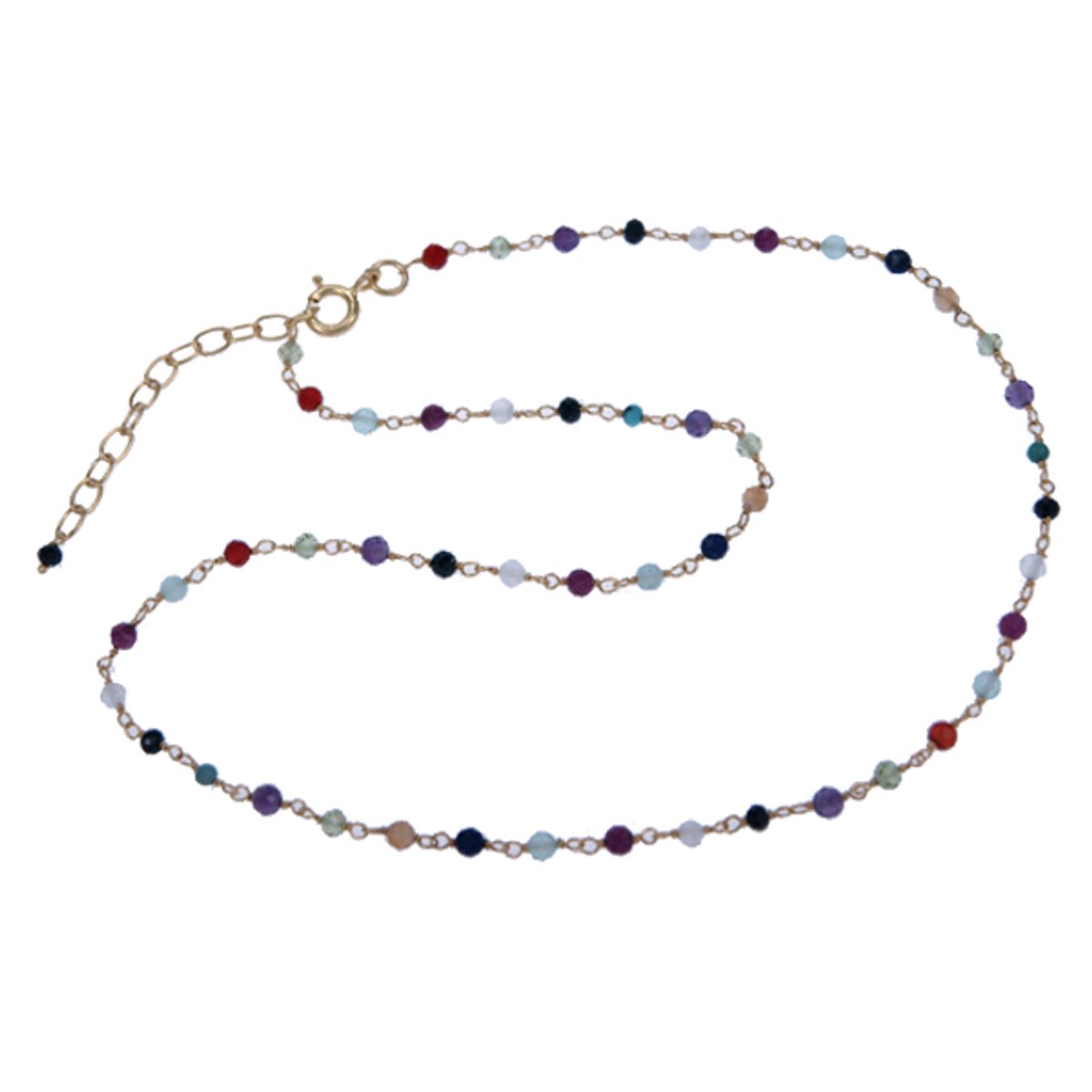 Zilveren (verguld) collier Multi stenen(2905g)