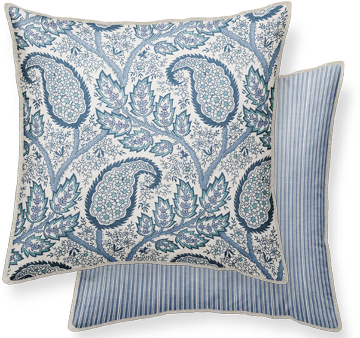 Sierkussen Blauw 50x50 cm - Vintage look - inclusief binnenkussen - vintage look, Paisley, cachemire, boho - Linen & Grace
