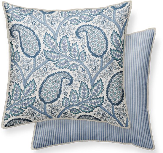 Sierkussen Blauw 50x50 cm - Look Vintage - Coussin intérieur inclus - Look vintage, cachemire, bohème - Linen & Grace