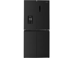 Wiggo WR-MD18(DX) - Amerikaanse Koelkast - No Frost - 4 deuren - Water Dispenser - Met Display - Super Freeze - 419 Liter - 5 jaar garantie - Donker Roestvrijstaal