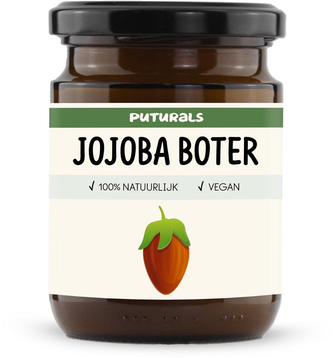 Puturals Jojoba Boter 100% Natuurlijk - 250gr - Hydrateert en Verzorgt Droge Huid - Rijk aan Vitamine E en Vetzuren - Natuurlijk Alternatief voor Body Butter en Bodylotion - Bruine Glazen Pot