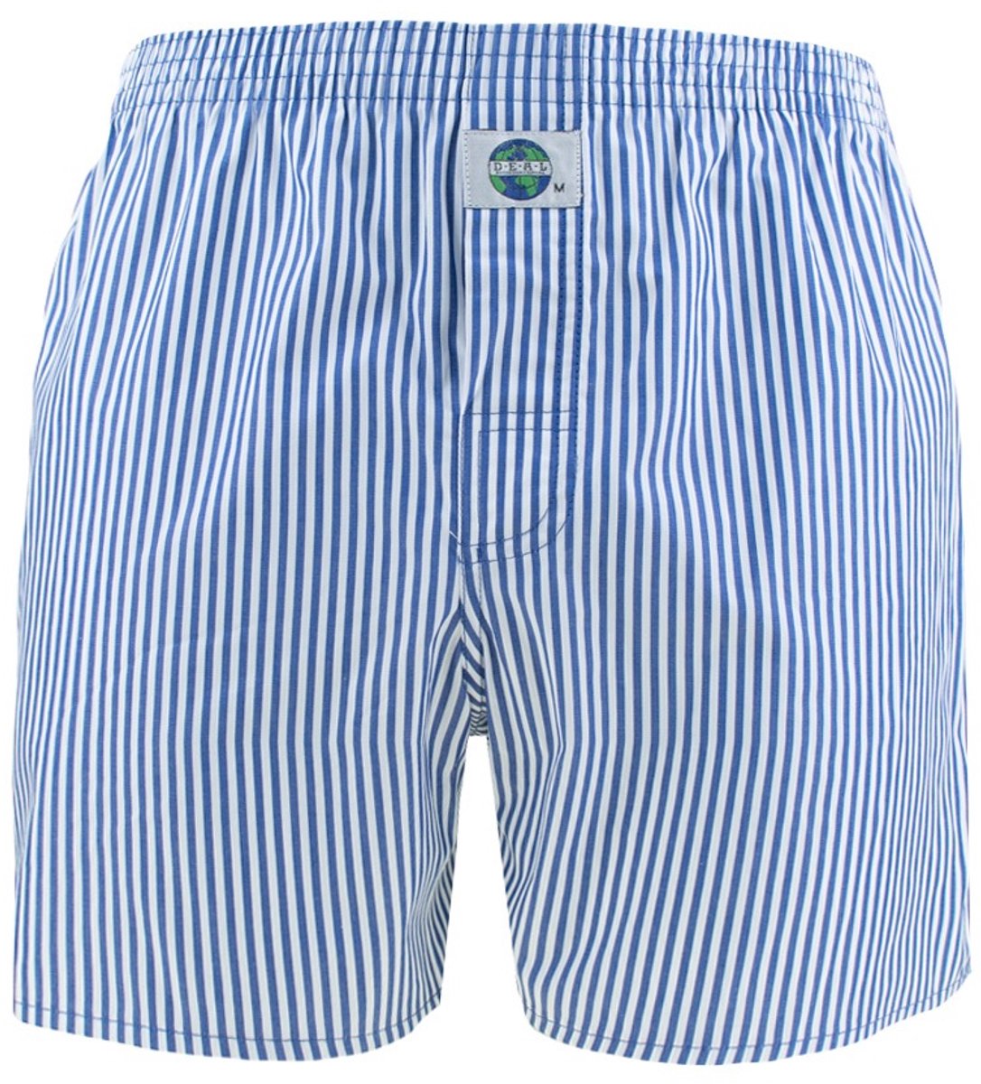 DEAL heren wijde boxershort stripe blauw & wit 192280