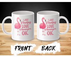 Flamingo Mug, Funny Flamingo Gift, I Love Flamingos OK, Flamingo Lover Gift, Tropical Bird Mug, Pink Flamingo Coffee Mug, Quirky Mug