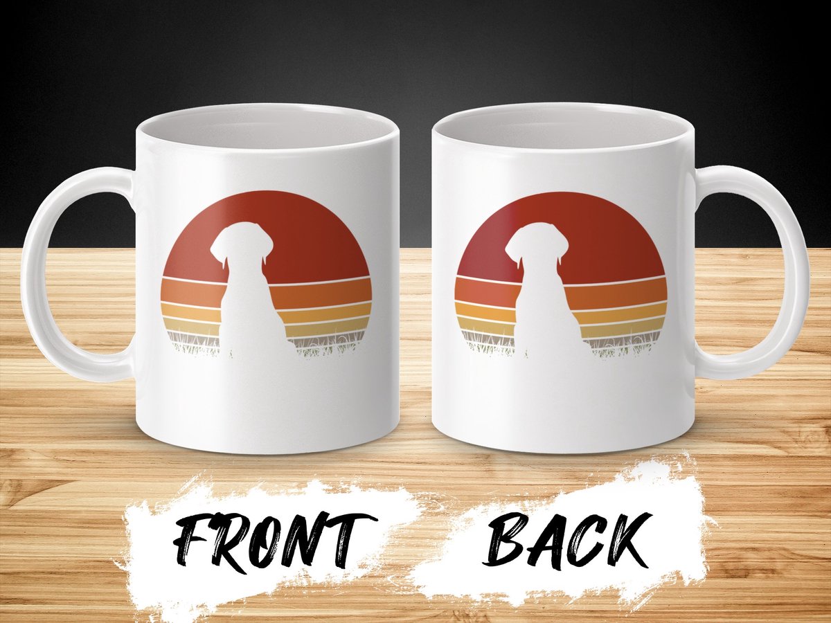 Vizsla Hond Mok, Retro Zonsondergang Design, Hondenliefhebber Cadeau, Koffie Mok Cadeau Idee, Unieke Mok