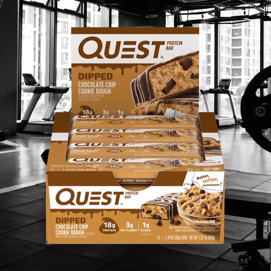 Quest Nutrition Quest Bars Dipped (12x50g) Chocolate Chip Cookie Dough - Repen - Eiwit Repen