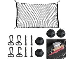 Bagagenet voor de auto - Opbergnet voor kofferbak autodak - Organizer-nettas - Kofferbaknet - Bagagenet - Scheidingsnet - Universele Kofferbak - Kofferbak Organizer -110x60cm - Zwart