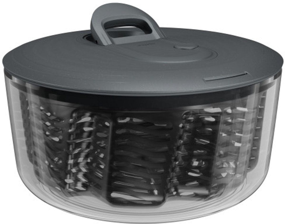Zyliss Easy Spin L – Slacentrifuge Ø27 cm – Uittrekbaar Koord en Rem – Antislip Serveerkom – Compact Opbergen – Sla Centrifuge voor Verse, Droge Groenten – Met Giettuit