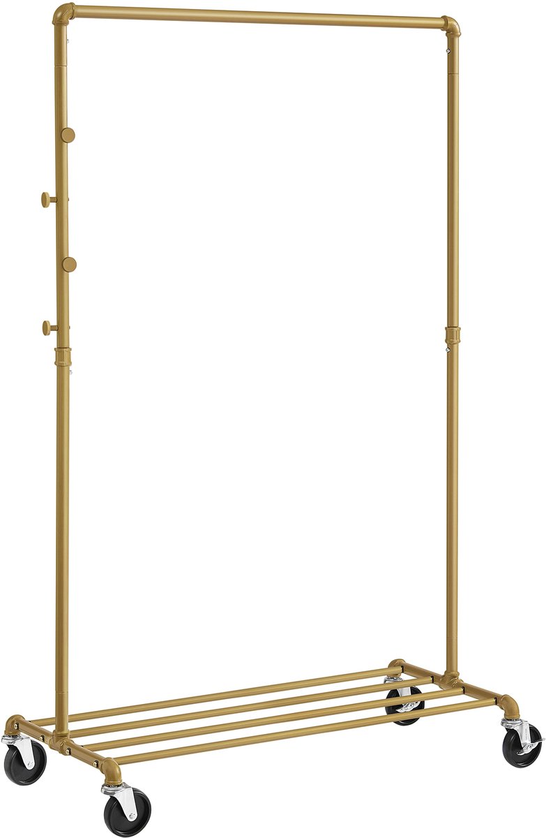 MAZAZU - Kledingrek - Opbergrek - Kapstok - Schoenenrek - Goud - Garderoberek Met Haken - 100x49x163cm – foto 8