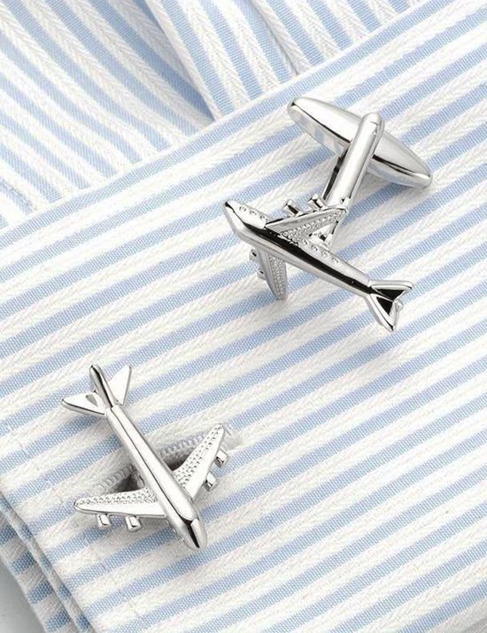 Boutons de manchette Aviation - Boutons de manchette Avion de Luxe - Boutons de manchette Avion - Argent