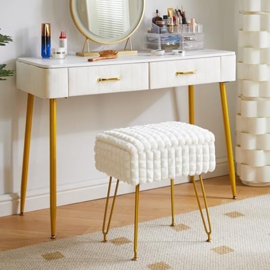 Fluwelen Opbergruimte Voetenbank Sofa Ottomaanse Voetensteun Make Up Kaptafel Kruk Opbergdoos Zitbank Stoel Thuiskantoormeubilair   Color  Black