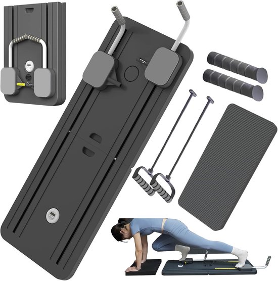 Reformer Machine de Pilates, Planche de Pilates Portable Pliable, Planche Abdominale Multifonctionnelle avec Support de Coude, Équipement de Gymnastique À Domicile, pour Entraînement Complet du Corps