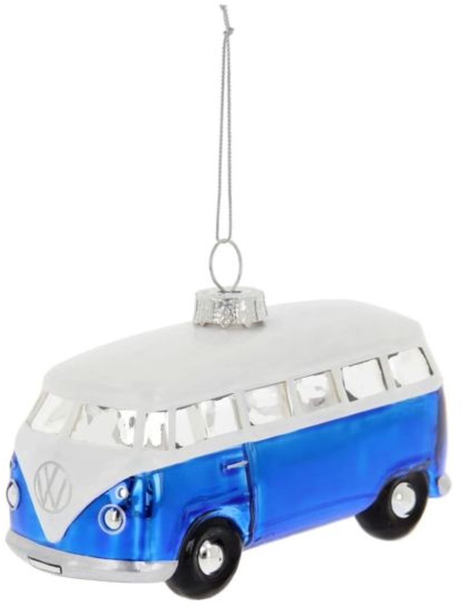 Volkswagen T1 Blauwe Bus - Glas Ornament
