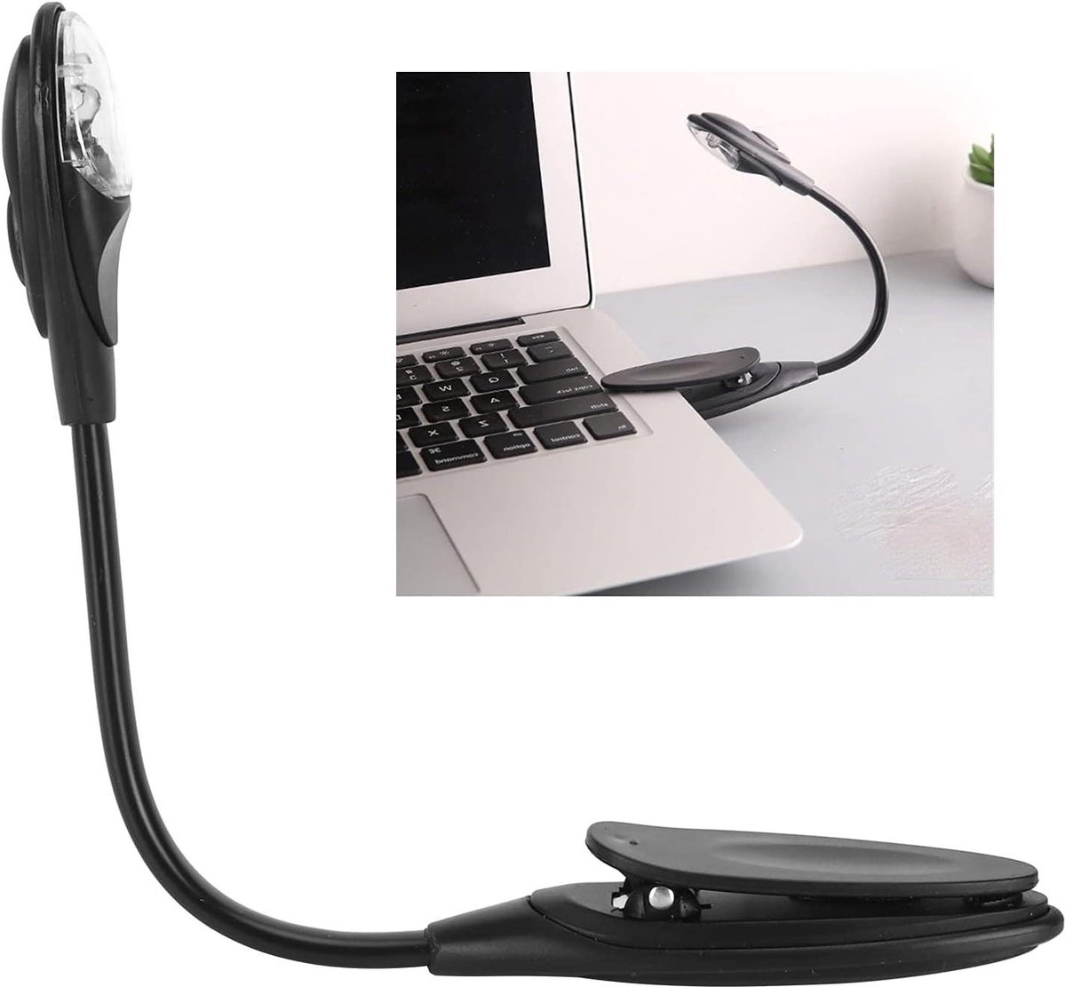 180° Adjustable Portable Flexible Book Light with ClampMini LED Reading Lamp Lightweight Eye Care for Bedroom Travel (Black)