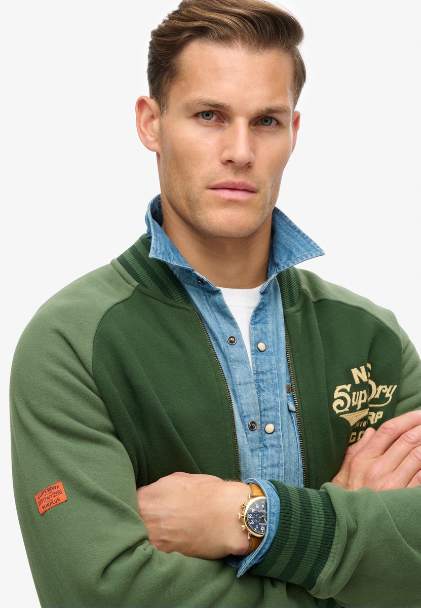 Superdry College Graphic Jersey Bomber Vest Heren Groen