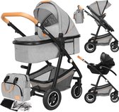 Lionelo Amber 3 in 1 Kinderwagen 3in1 — Reiswieg Buggy Baby Autostoel — ADAC geteste set — Vanaf geboorte (0-22 kg, tot 4 jaar) — Geveerde Pompwielen — Zacht Babymatras — Compact Snel Opvouwbaar — Babytas — Regenscherm — Insectennet — Autostoeltje
